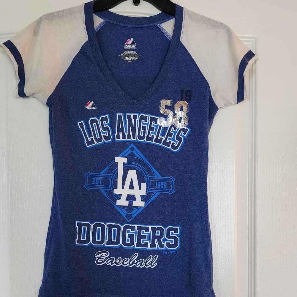 Majestic Womens LA Dodgers Small V-Neck Shirt